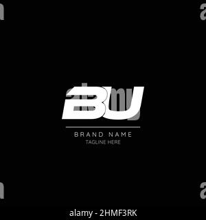 Minimal style icon in black and white color letter BU initial based logo. Stock Vector