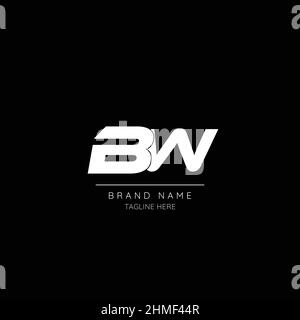 Minimal style icon in black and white color letter BW initial based logo. Stock Vector