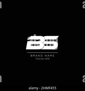 Minimal style icon in black and white color letter BS initial based logo. Stock Vector