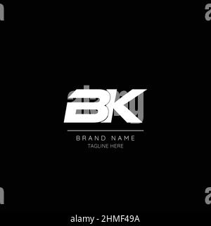 Minimal style icon in black and white color letter BK initial based logo. Stock Vector