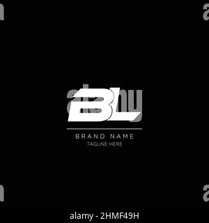 Minimal style icon in black and white color letter BL initial based logo. Stock Vector