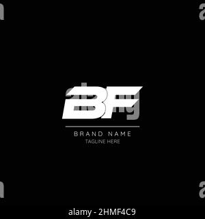 Minimal style icon in black and white color letter BF initial based logo. Stock Vector