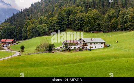 Farm with holiday flats in Berchtesgadener Land, Berchtesgaden, Germany Stock Photo