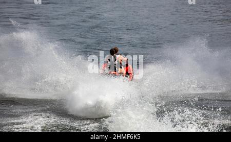 Jet ski on a lake in Brandenburg, Germany Stock Photo