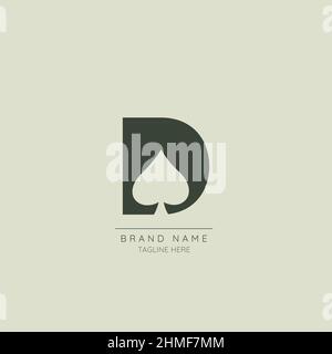 Logo template letter D with ACE symbol incorporated. Negative Space abstract Style Modern Vector Editable. Stock Vector