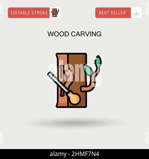 wood carving vector icon isolated on transparent background, wood ...