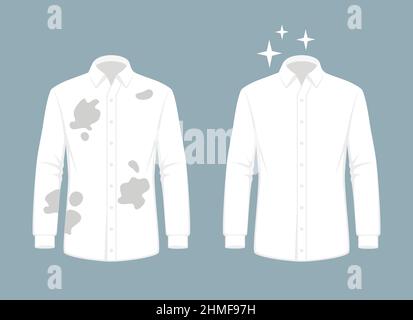 Clean and dirty t-shirt with a stain Stock Vector