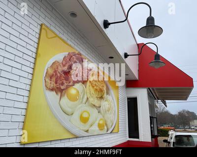Augusta, Ga USA - 12 09 21: Krystal Burgers fast food restaurant wall decor art Stock Photo