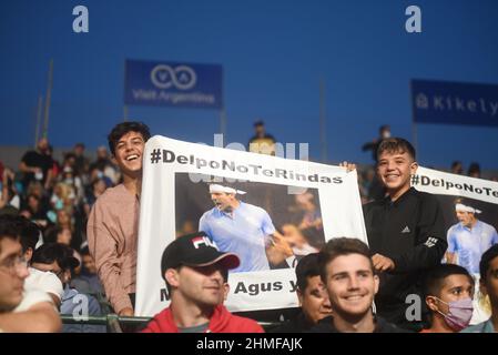 Buenos Aires, Argentina. 08th Feb, 2022. 1, at the end of an Argentina Open tennis match at Guillermo Vilas Stadium in Buenos Aires, Argentina Tuesday, Feb. 8, 2022. Credit: Gabriel Sotelo/FotoArena/Alamy Live News Stock Photo