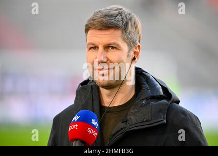 Chairman of the Board, Manager Thomas Hitzlsperger, VfB Stuttgart, in SKY interview, Mercedes-Benz Arena, Stuttgart, Baden-Wuerttemberg, Germany Stock Photo