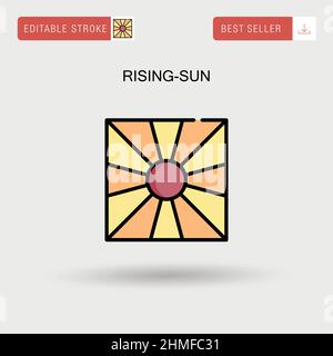 Rising-sun Simple vector icon. Stock Vector