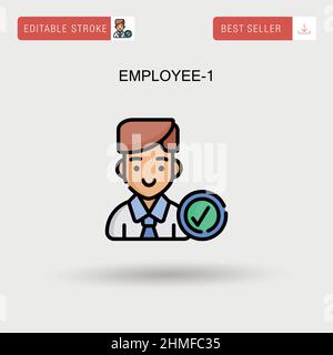 Employee icon vector female person avatar symbol with table for office ...