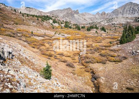 Alpine Basin in the Collegiate Wilderness, Colorado Stock Photo