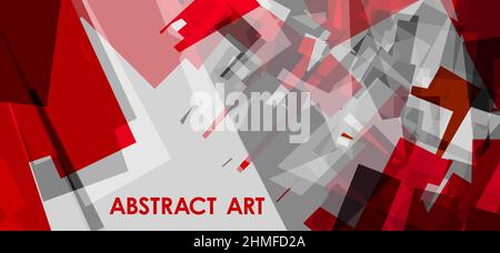 Art abstraction. Abstract red, black and grey background with chaotic geometry. Vector graphics Stock Vector