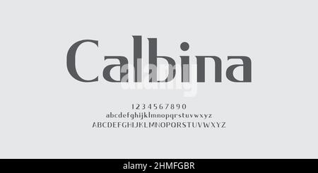 Calbina is a bold, assertive and authentic serif font. Whatever the topic, this font will be a wonderful asset to your font library, as it has the pot Stock Vector