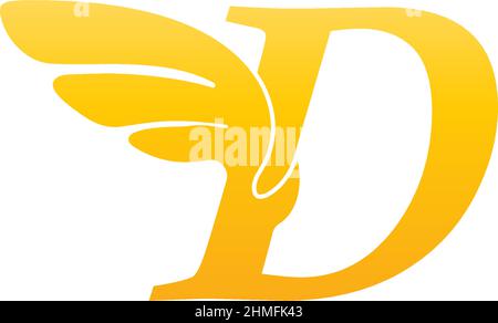 Letter D logo icon illustration with wings vector Stock Vector