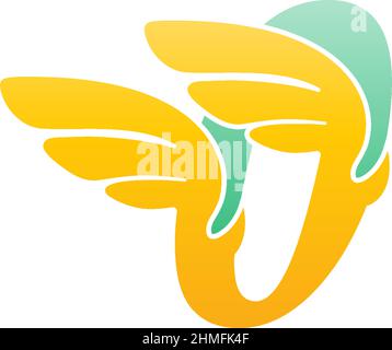 Number zero logo icon illustration with wings vector Stock Vector