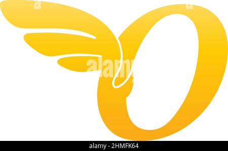 Letter O logo icon illustration with wings vector Stock Vector