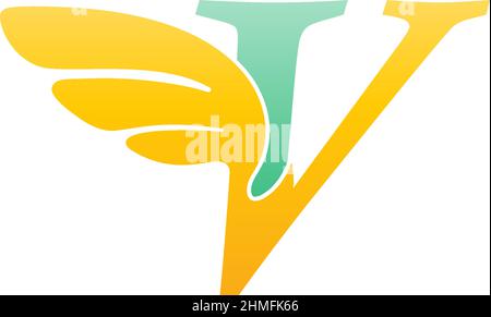 Letter V logo icon illustration with wings vector Stock Vector