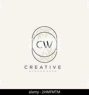 CW Initial Letter Flower Logo Template Vector premium vector Stock Vector