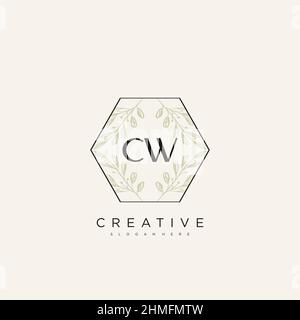 CW Initial Letter Flower Logo Template Vector premium vector Stock Vector