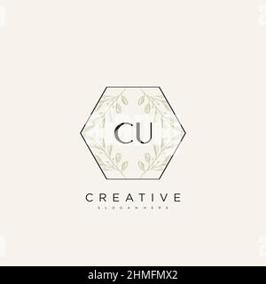 CU Initial Letter Flower Logo Template Vector premium vector Stock Vector