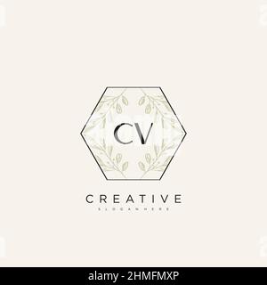 CV Initial Letter Flower Logo Template Vector premium vector Stock Vector