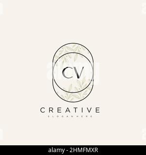 CV Initial Letter Flower Logo Template Vector premium vector Stock Vector