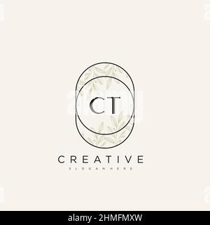 CT Initial Letter Flower Logo Template Vector premium vector Stock Vector