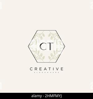 CT Initial Letter Flower Logo Template Vector premium vector Stock Vector