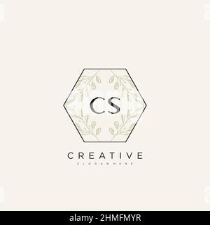 CS Initial Letter Flower Logo Template Vector premium vector Stock Vector