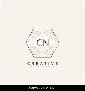 CN Initial Letter Flower Logo Template Vector premium vector Stock Vector