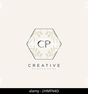 CP Initial Letter Flower Logo Template Vector premium vector Stock Vector