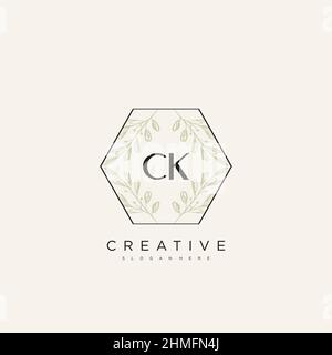 CK Initial Letter Flower Logo Template Vector premium vector Stock Vector