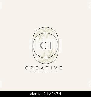 CI Initial Letter Flower Logo Template Vector premium vector Stock Vector