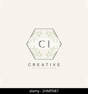 CI Initial Letter Flower Logo Template Vector premium vector Stock Vector