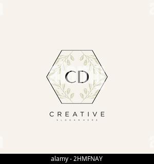 CD Initial Letter Flower Logo Template Vector premium vector Stock Vector
