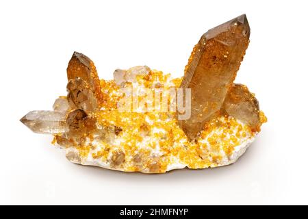 Spessartine and Smoky Quartz, Tongbei Area, Fujian Provience, China Stock Photo