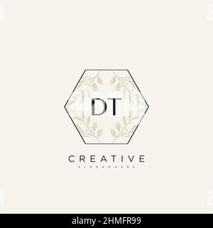 DT Initial Letter Flower Logo Template Vector premium vector Stock Vector