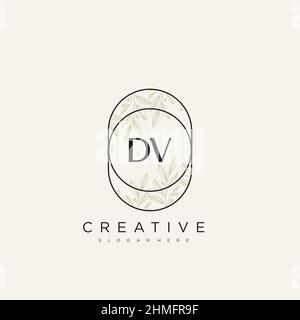 DV Initial Letter Flower Logo Template Vector premium vector Stock Vector