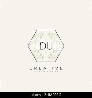 DU Initial Letter Flower Logo Template Vector premium vector Stock Vector