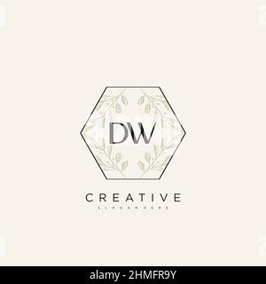 DW Initial Letter Flower Logo Template Vector premium vector Stock Vector