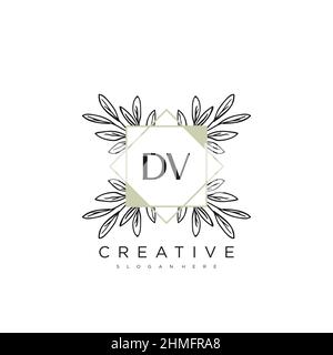 DV Initial Letter Flower Logo Template Vector premium vector Stock Vector