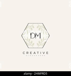 DM Initial Letter Flower Logo Template Vector premium vector Stock Vector
