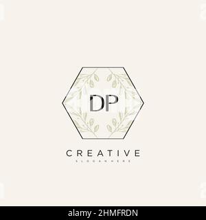 DP Initial Letter Flower Logo Template Vector premium vector Stock Vector