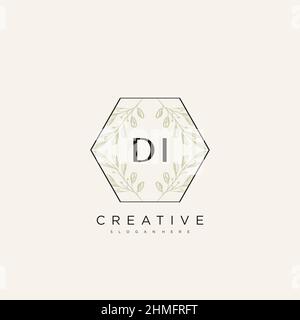 DI Initial Letter Flower Logo Template Vector premium vector Stock Vector