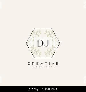 DJ Initial Letter Flower Logo Template Vector premium vector Stock Vector