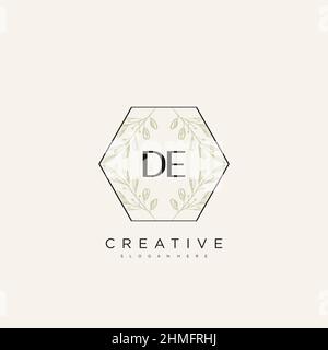 DE Initial Letter Flower Logo Template Vector premium vector Stock Vector