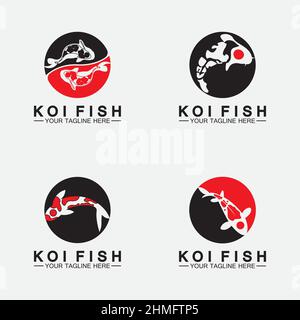 Koi Fish Logo Design Vector Template Stock Vector