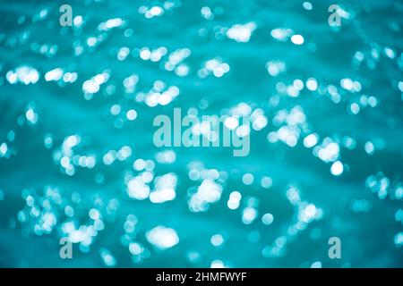Abstract bokeh from light  in the blue pool background Stock Photo